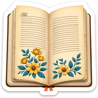 open journal book with writting pretty sticker