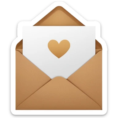 blank greeting card open with brown envelope next to it sticker