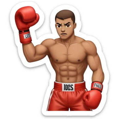 Boxer with gloves in fighting stance sticker