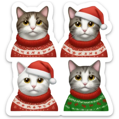 four cats wearing Christmas sweaters sticker
