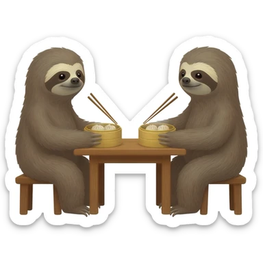 Two sloths having dim sum sticker