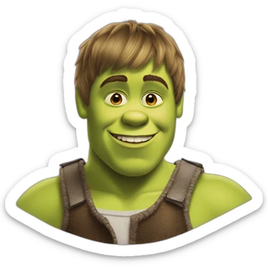 Shrek with Justin Bieber's hear cut sticker