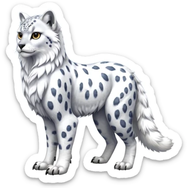 Realistic wild natural elegant pretty beautiful handsome shiny colorful furry 4-legged digitigrade snow-leopard-snowy-owl-arctic-fox-gryphon-griffin-albino-lion-fusion-hybrid-fursona-furry-animal-creature, full body, hyper-realism, long tufted tail sticker