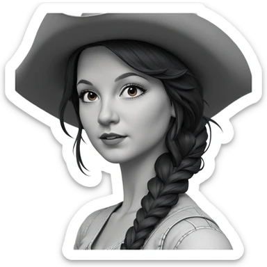 monochrome girl in cowboy hat sticker