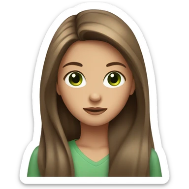 Girl With Long Brown Hair and green eyes sticker