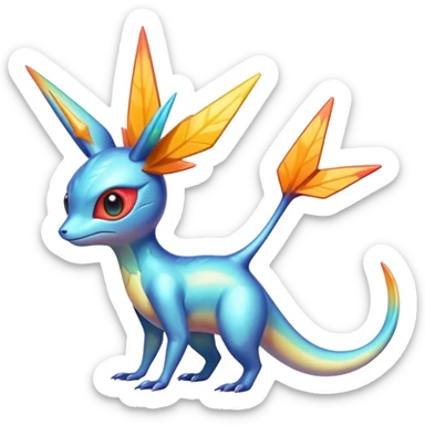 Colorful Shiny Exotic Victini-Salandit-Aurorus-Fakémon-hybrid-creature (full body)  sticker
