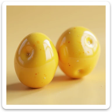 two yellow fat cells (adipocytes) hyperrealistic 3d, no background, viewed from another angle sticker