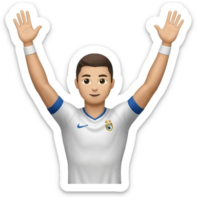 Cristiano Ronaldo inspired emoji, performing signature 'Sii' celebration, arms outstretched sticker