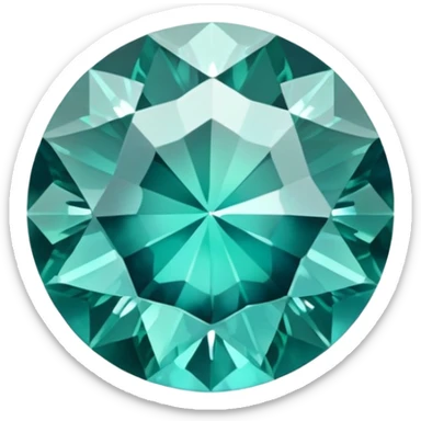 Round cut grandidierite gemstone with blue-green color and brilliant facets sticker