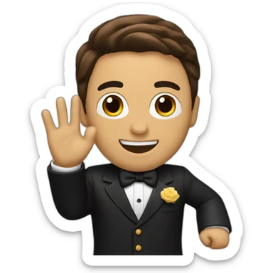 brown mexican politician with black tuxedo saying hi five sticker
