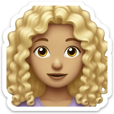 blonde haired girl with curly hair with heart hands  sticker