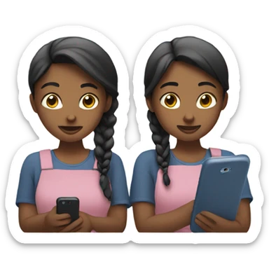 Two girls on their phones sticker