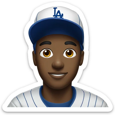 portrait of a young man wearing a dodgers hat sticker