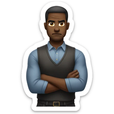 Annoyed face arms crossed sticker