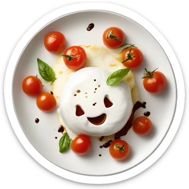 Burrata cheese with balsamic sauce and cheery tomatoes  sticker