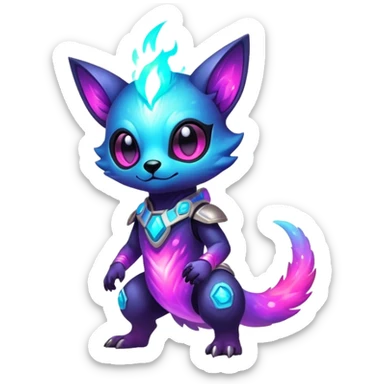 Epic Edgy Cute Colorful Nebula Modern Vernid-Protogen-creature-animal, full body sticker