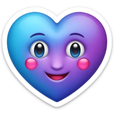 Crie um emoji de coração degrade nas cores roxo e azul sticker