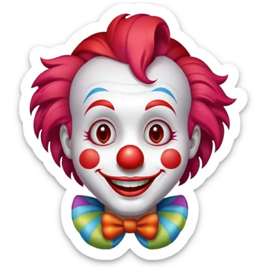 a cute clown with red nose and colorful hair sticker