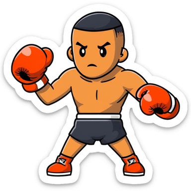 Young Black boxer, 19 years old, in boxing pose with gloves sticker