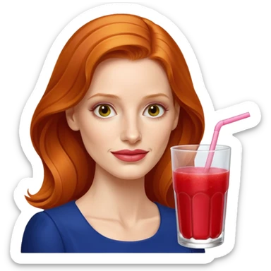 Jessica Chastain, making fruit punch sticker