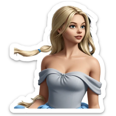 blonde girl in blue dress sticker