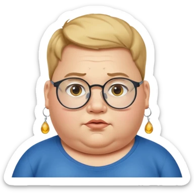 obese boy with spectacles and earring sticker