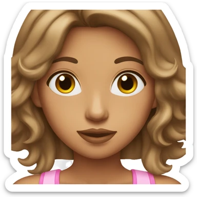 a tanned girl with brown medium hair and light pink lips sticker