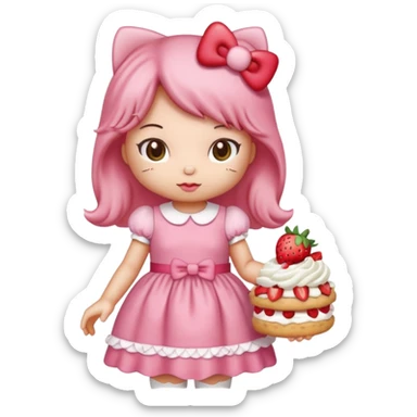 hello kitty strawberry shortcake pink sticker