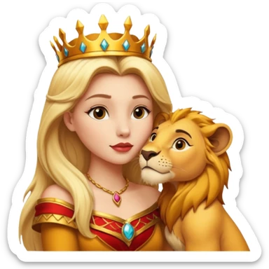 Blonde queen kissing lion king sticker
