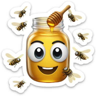 emoji eating honey with flys sticker