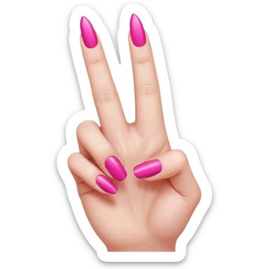 Woman’s hand shooting the middle finger with their nails, painted hot pink sticker
