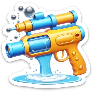 foam blaster gun object icon, shoots bubbles and foam, glossy plastic, colorful design, 3D cartoon, mobile game icon style, centered, clean background, soft shadow, no text, no watermark
 sticker