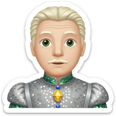 Servant Boq from the Wizard of Oz with white blonde hair, gray sequin outfit sticker