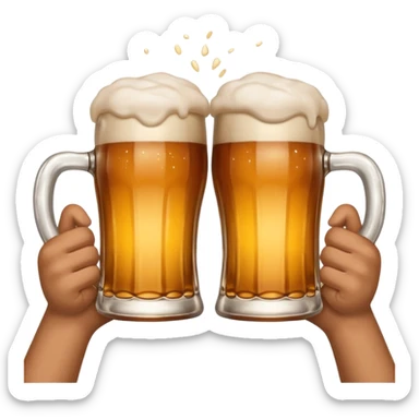 hands clinking beer mugs cheers no face sticker