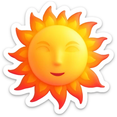 scientific sun star emoji with burning surface, solar flares, bright yellow-white, orange and red hues, realistic, radiant, no face, simple and round sticker