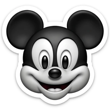 Evil mickey mouse he looks angry and comes Bloom from the eyes. White-black sticker