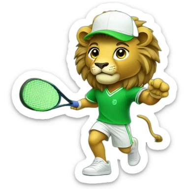 lion in saudi outfit playing tennis sticker