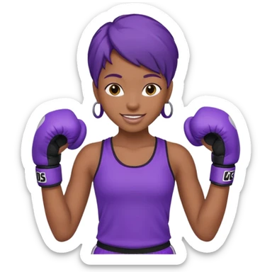 now make a girl whose black in purple kickboxing full shirt sticker
