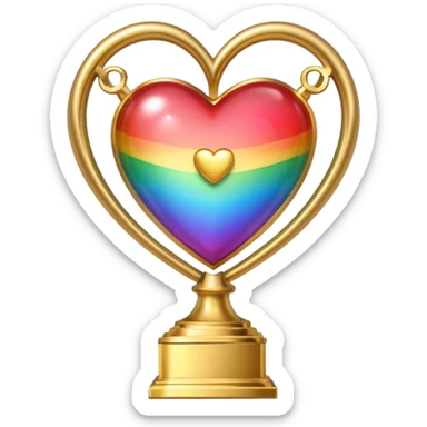 heart with rainbow gradient and trophy sticker