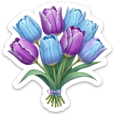 light blue and light purple tulip bouquet sticker