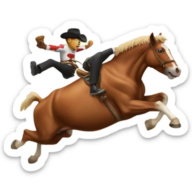 Horse jumping a cow sticker