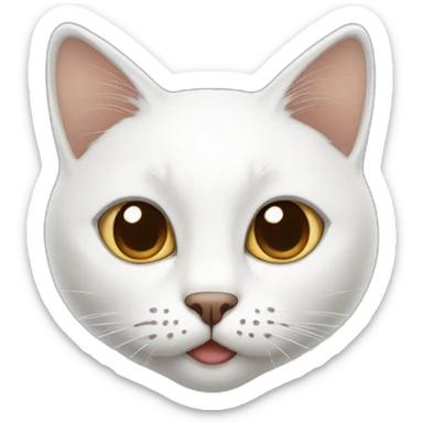 white cat with a little bit brown and half brown mouth sticker