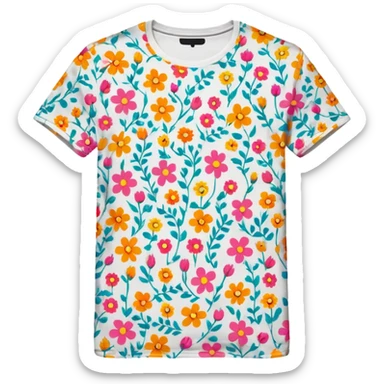 floral pattern graphic tee shirt sticker