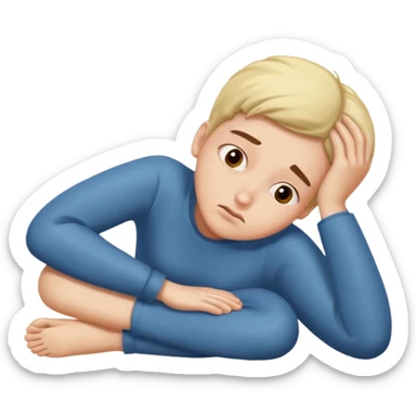 Bored face with hands on face laying on stomach with feet kicked up behind head sticker