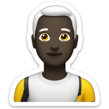 Gata de color negro, blanco con amarillo sticker