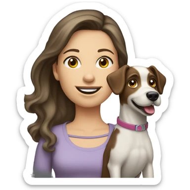 Caucasian  brunette dog walker  sticker