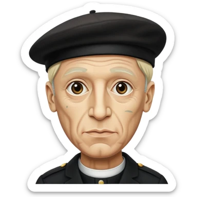 Pablo Picasso wear black berret hat sticker