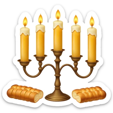 Shabbat two candles in candlesticks and hala bread  sticker