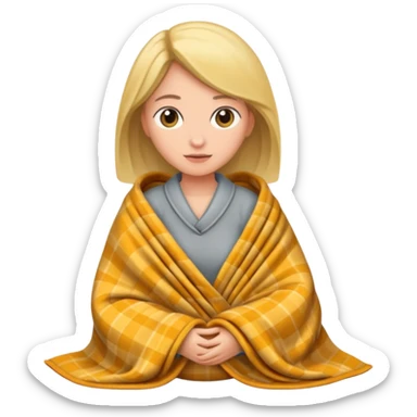 woman with tucked blanket sticker
