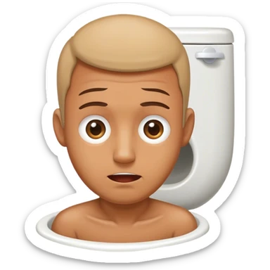 man with his head sticking out of a toilet sticker